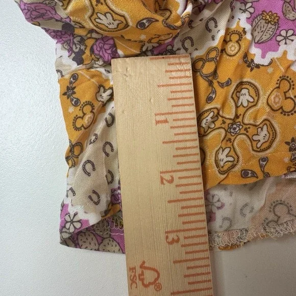 Disney Floral Patchwork Print Ruffle Hem Shorts Elastic Waist Comfy Casual - Picture 4 of 5